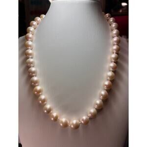 White Cultured Freshwater Pearl Rhodium Over Sterling Silver Necklace 20 inch